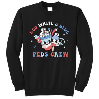 Retro Red White Blue Peds Crew 4th Of July Pediatric Nurse Sweatshirt