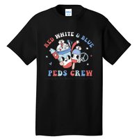 Retro Red White Blue Peds Crew 4th Of July Pediatric Nurse Tall T-Shirt