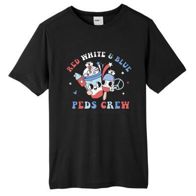 Retro Red White Blue Peds Crew 4th Of July Pediatric Nurse Tall Fusion ChromaSoft Performance T-Shirt