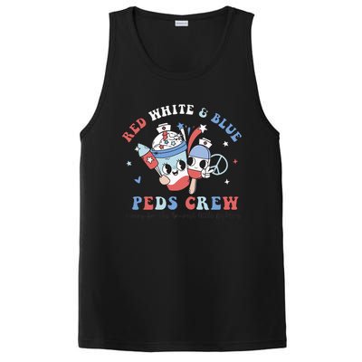 Retro Red White Blue Peds Crew 4th Of July Pediatric Nurse PosiCharge Competitor Tank