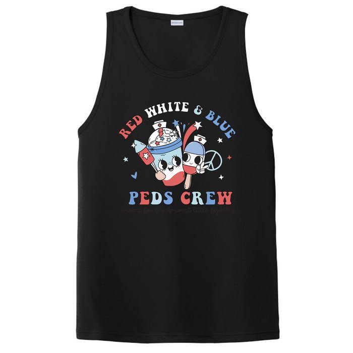 Retro Red White Blue Peds Crew 4th Of July Pediatric Nurse PosiCharge Competitor Tank