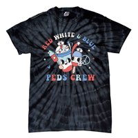 Retro Red White Blue Peds Crew 4th Of July Pediatric Nurse Tie-Dye T-Shirt