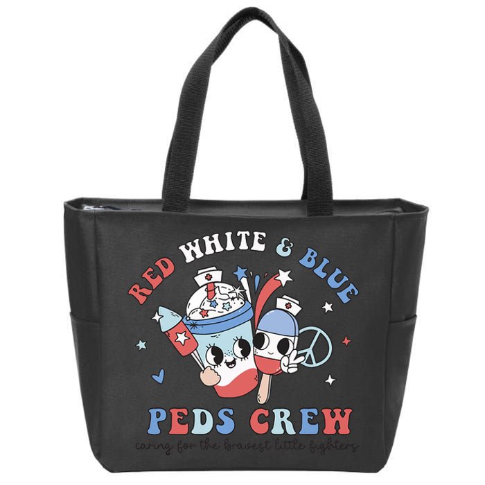 Retro Red White Blue Peds Crew 4th Of July Pediatric Nurse Zip Tote Bag