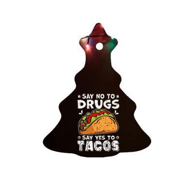 Red Ribbon Week Say No To Drugs Say Yes To Tacos Taco Ceramic Tree Ornament