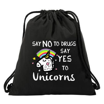 Red Ribbon Week Say No Say Yes to Unicorns Drawstring Bag