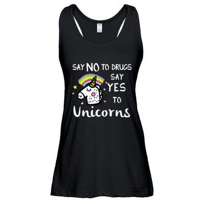 Red Ribbon Week Say No Say Yes to Unicorns Ladies Essential Flowy Tank