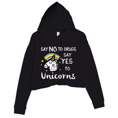 Red Ribbon Week Say No Say Yes to Unicorns Crop Fleece Hoodie