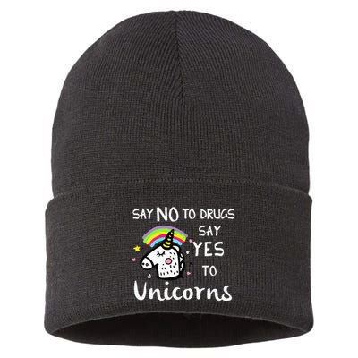 Red Ribbon Week Say No Say Yes to Unicorns Sustainable Knit Beanie