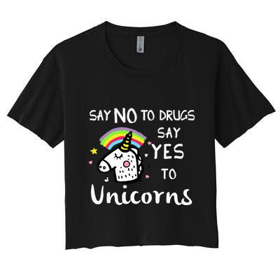 Red Ribbon Week Say No Say Yes to Unicorns Crop Top