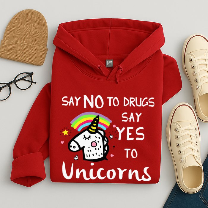 Red Ribbon Week Say No Say Yes to Unicorns Hoodie