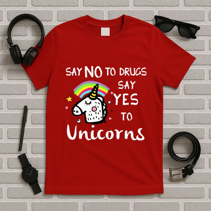Red Ribbon Week Say No Say Yes to Unicorns T-Shirt