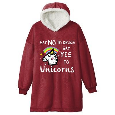 Red Ribbon Week Say No Say Yes to Unicorns Hooded Wearable Blanket