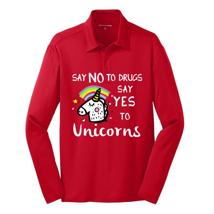 Red Ribbon Week Say No Say Yes to Unicorns Silk Touch Performance Long Sleeve Polo