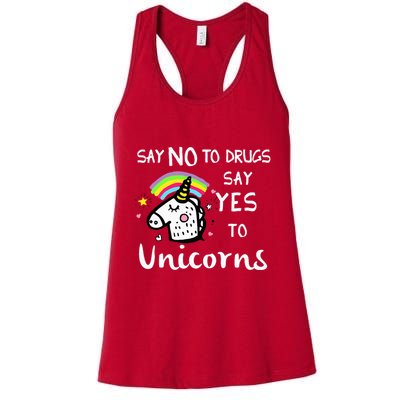 Red Ribbon Week Say No Say Yes to Unicorns Womens Tank Top