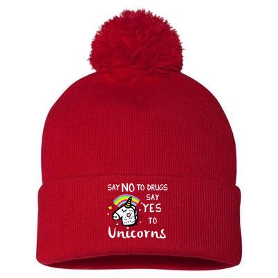 Red Ribbon Week Say No Say Yes to Unicorns Pom Pom 12in Knit Beanie