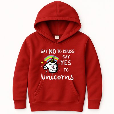 Red Ribbon Week Say No Say Yes to Unicorns Kids Hoodie