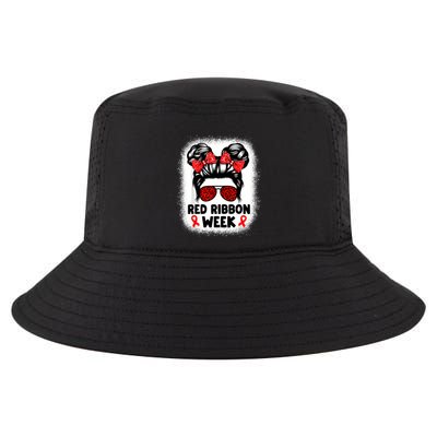 Red Ribbon Week Women Messy Bun Red Ribbon Week Awareness Cool Comfort Performance Bucket Hat