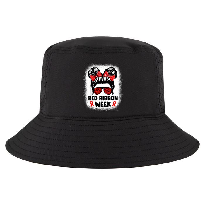 Red Ribbon Week Women Messy Bun Red Ribbon Week Awareness Cool Comfort Performance Bucket Hat
