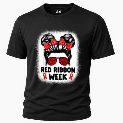 Red Ribbon Week Women Messy Bun Red Ribbon Week Awareness Performance Shirt