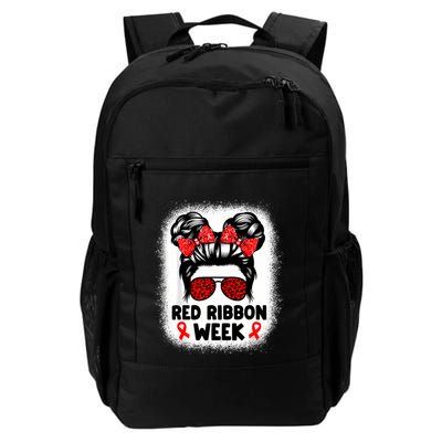 Red Ribbon Week Women Messy Bun Red Ribbon Week Awareness Backpack