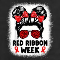 Red Ribbon Week Women Messy Bun Red Ribbon Week Awareness 11oz C Handle Ceramic Mug