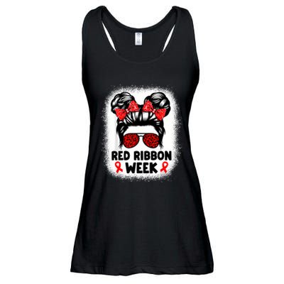 Red Ribbon Week Women Messy Bun Red Ribbon Week Awareness Ladies Essential Flowy Tank