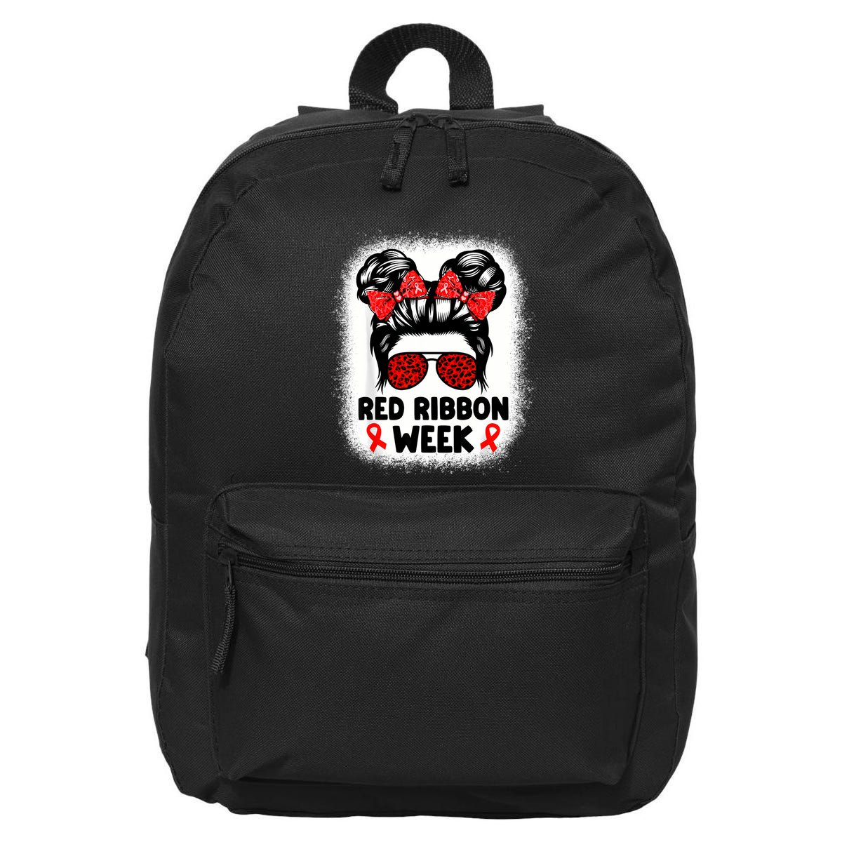 Red Ribbon Week Women Messy Bun Red Ribbon Week Awareness 16 in Basic Backpack