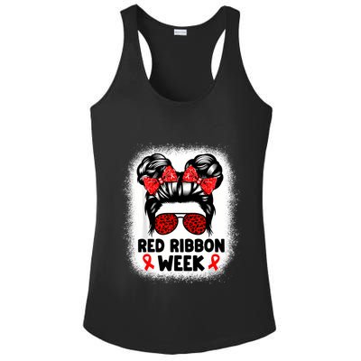 Red Ribbon Week Women Messy Bun Red Ribbon Week Awareness Ladies PosiCharge Competitor Racerback Tank