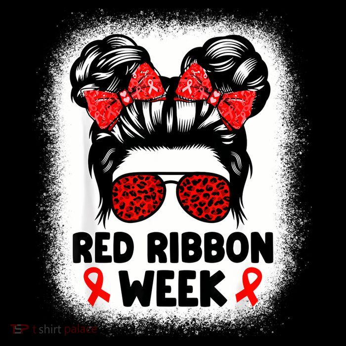 Red Ribbon Week Women Messy Bun Red Ribbon Week Awareness Poster