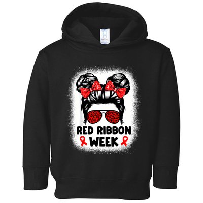 Red Ribbon Week Women Messy Bun Red Ribbon Week Awareness Toddler Hoodie
