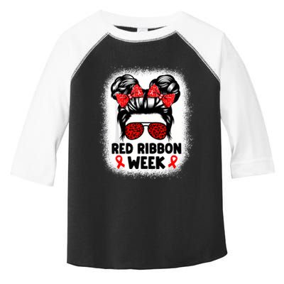Red Ribbon Week Women Messy Bun Red Ribbon Week Awareness Toddler Fine Jersey T-Shirt