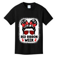 Red Ribbon Week Women Messy Bun Red Ribbon Week Awareness Kids T-Shirt