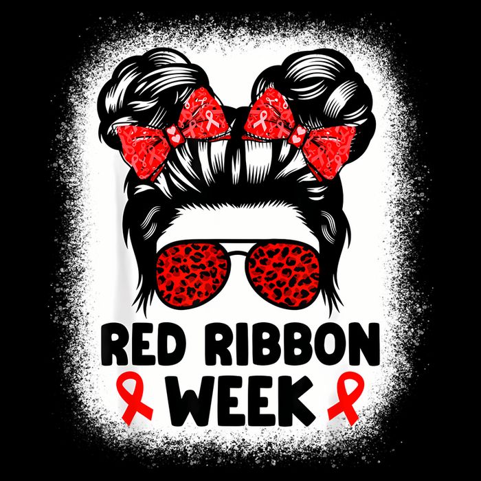 Red Ribbon Week Women Messy Bun Red Ribbon Week Awareness Kids T-Shirt