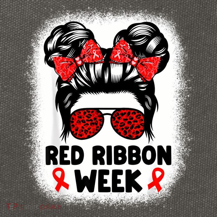 Red Ribbon Week Women Messy Bun Red Ribbon Week Awareness Cotton Canvas Backpack