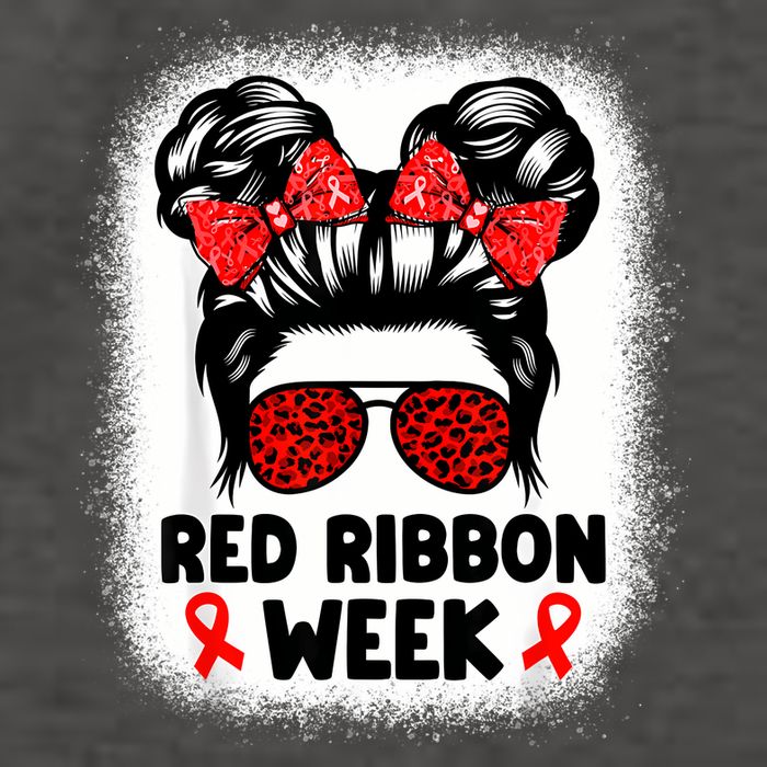 Red Ribbon Week Women Messy Bun Red Ribbon Week Awareness Vector Backpack