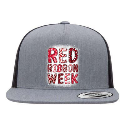 Red Ribbon Week Groovy Red Ribbon Awareness For Women Flat Bill Trucker Hat