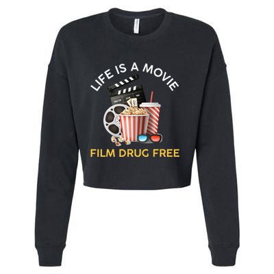 Red Ribbon Week Life Is A Movie Film Drug Free Cropped Pullover Crew
