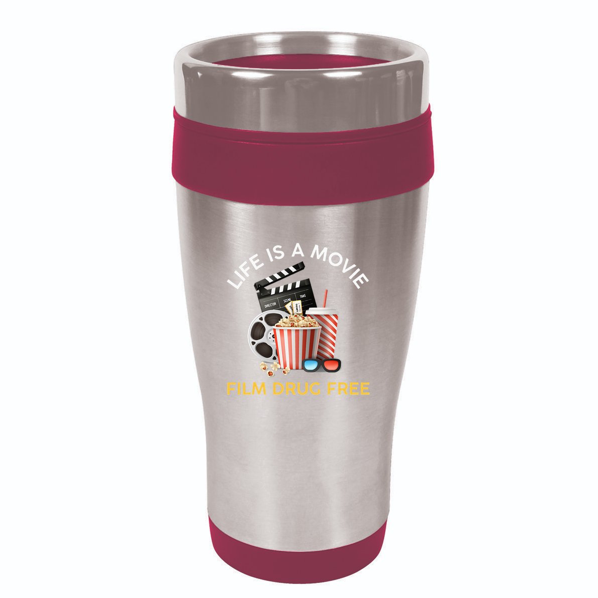 Red Ribbon Week Life Is A Movie Film Drug Free 16oz Travel Tumbler