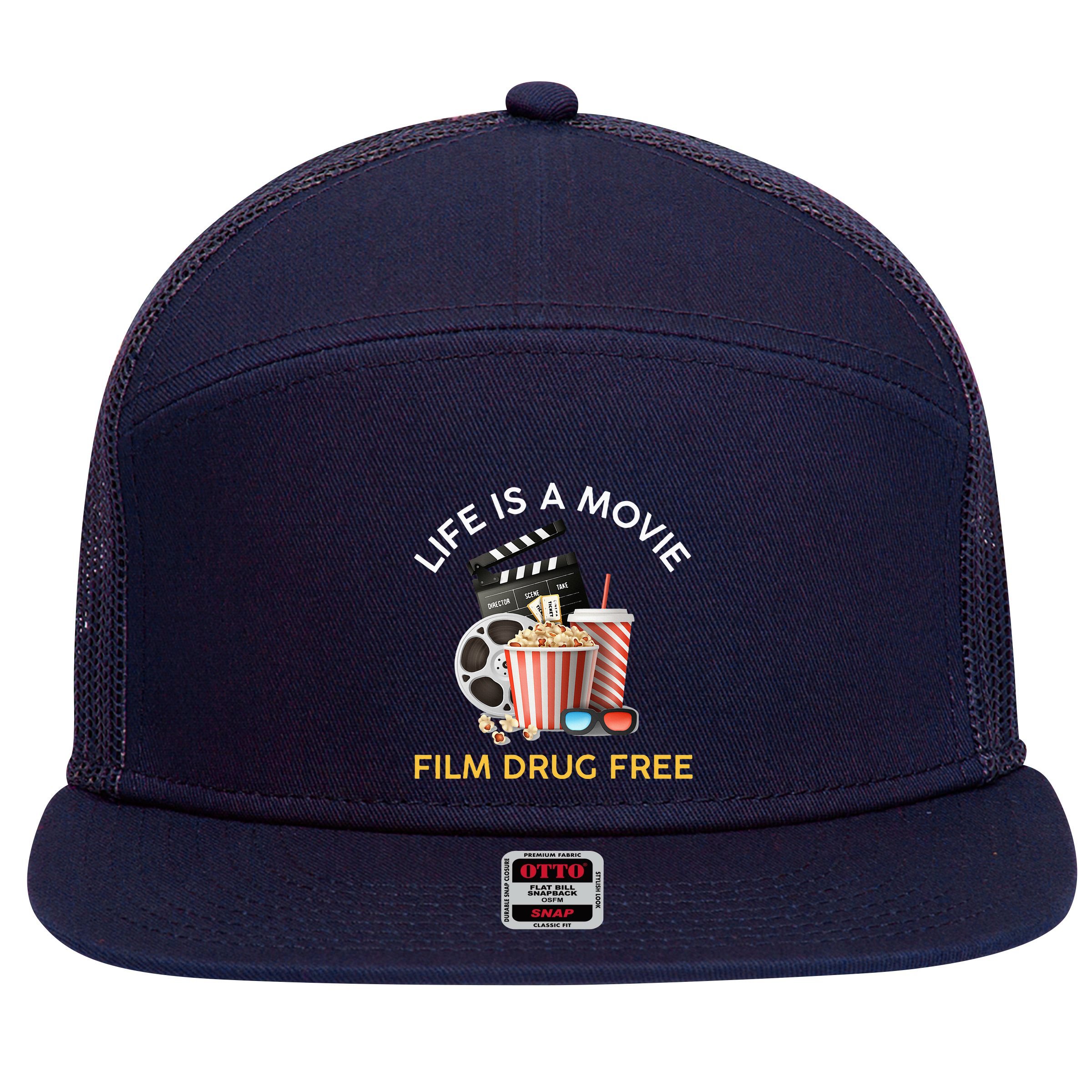 Red Ribbon Week Life Is A Movie Film Drug Free 7 Panel Mesh Trucker Snapback Hat