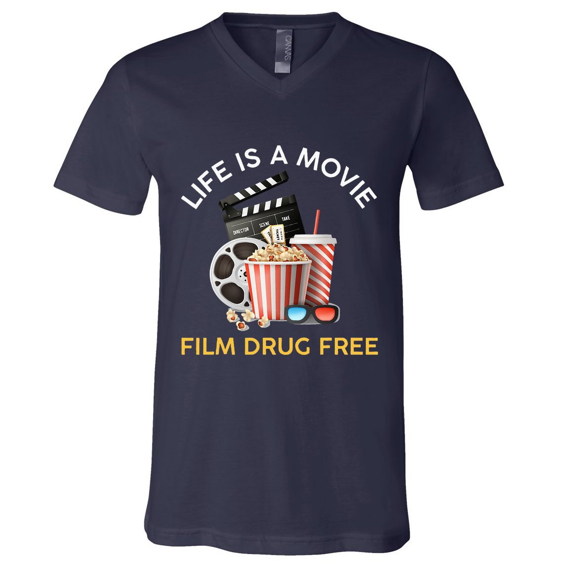 Red Ribbon Week Life Is A Movie Film Drug Free V-Neck T-Shirt