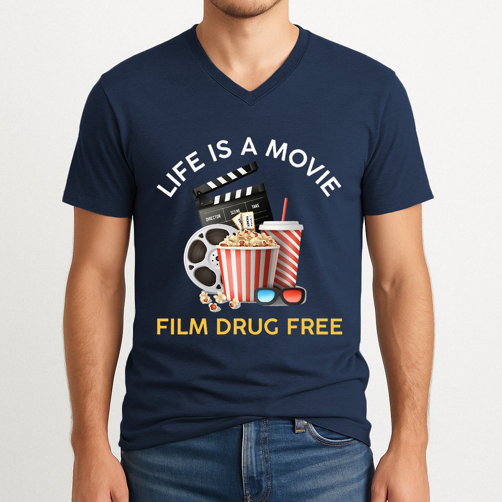 Red Ribbon Week Life Is A Movie Film Drug Free V-Neck T-Shirt