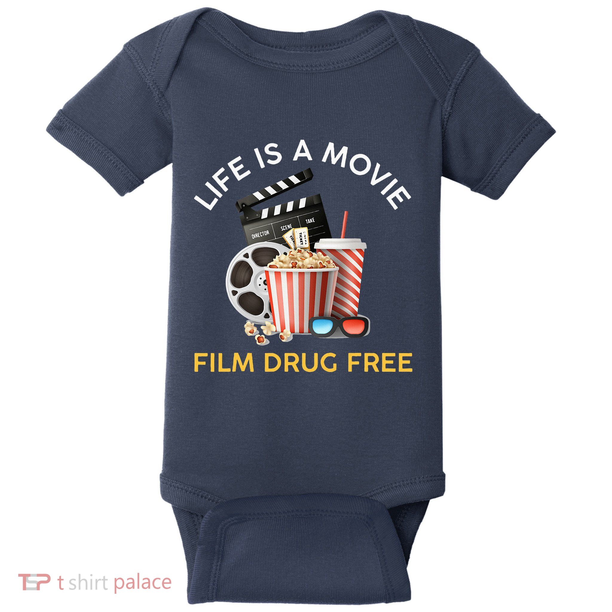 Red Ribbon Week Life Is A Movie Film Drug Free Baby Bodysuit