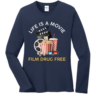 Red Ribbon Week Life Is A Movie Film Drug Free Ladies Long Sleeve Shirt