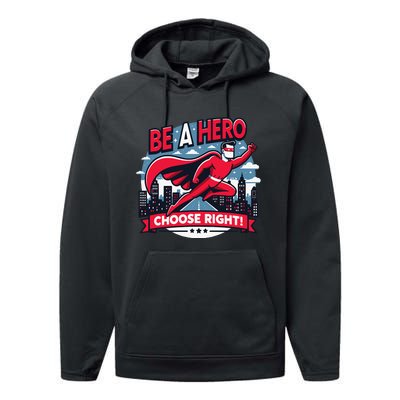 Red Ribbon Week Awareness For Students and Teachers Performance Fleece Hoodie