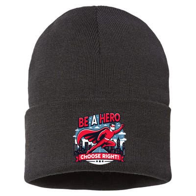 Red Ribbon Week Awareness For Students and Teachers Sustainable Knit Beanie