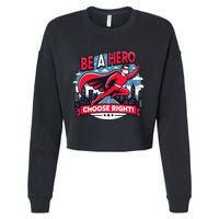 Red Ribbon Week Awareness For Students and Teachers Cropped Pullover Crew