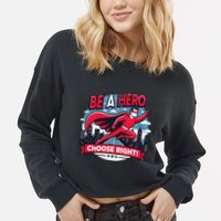 Red Ribbon Week Awareness For Students and Teachers Cropped Pullover Crew