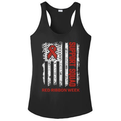 Red Ribbon Week American Flag Vintage Distressed Ladies PosiCharge Competitor Racerback Tank