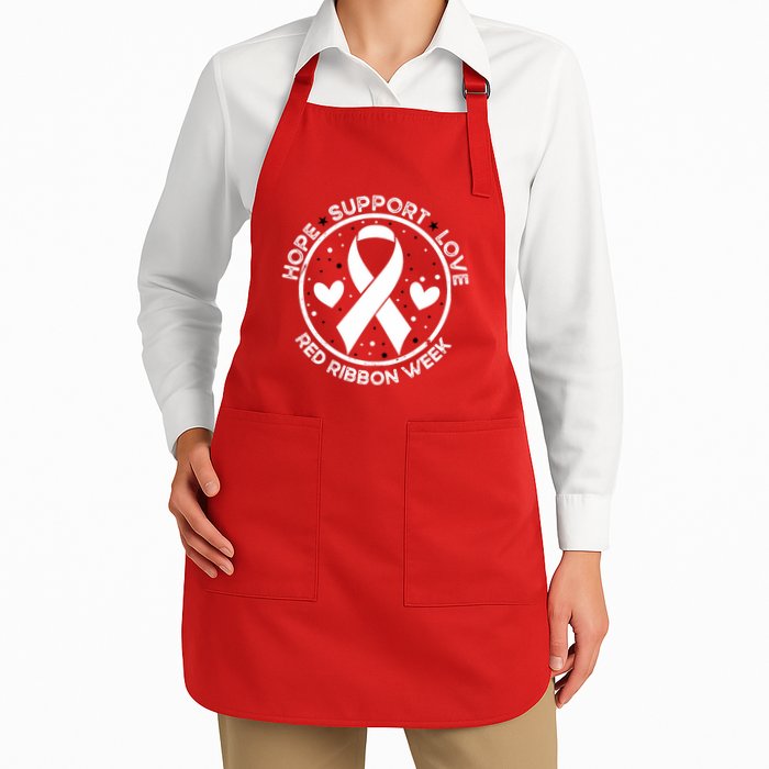 Red Ribbon Week Full-Length Apron With Pockets