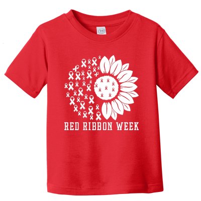 Red Ribbon Week Sunflower We Wear Red Ribbon Week Awareness Toddler T-Shirt